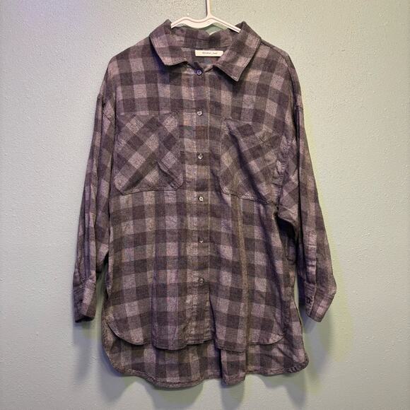 Mustard Seed Tops - Mustard Seed Women’s Checkered Gray Button Down Shirt Size S